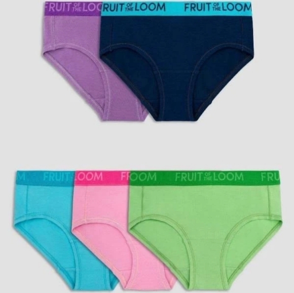 Fruit of the Loom Girls’ Energize Briefs 5-Pack Size 16 Multicolor Cotton New - Picture 1 of 7